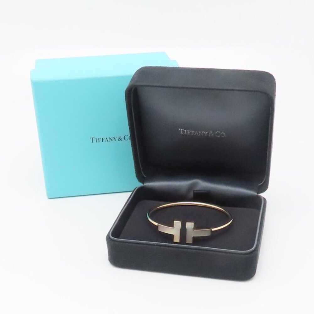 TIFFANY&Co. Tiffany T Wire Bangle Wide Mother-of-Pearl 18K Rose Gold Women's ... - Picture 4 of 10